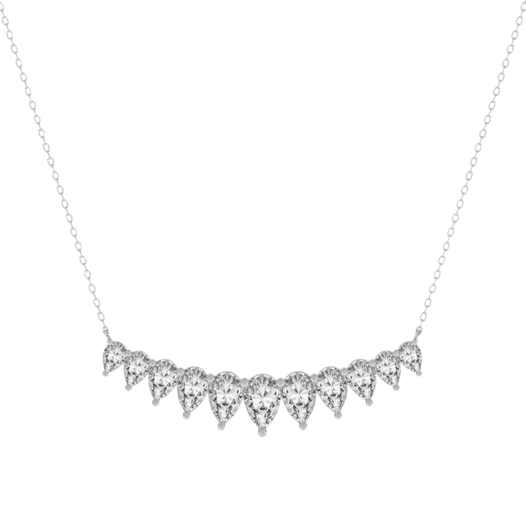 Crescent Graduating Pear Lab Diamond Fashion Necklace