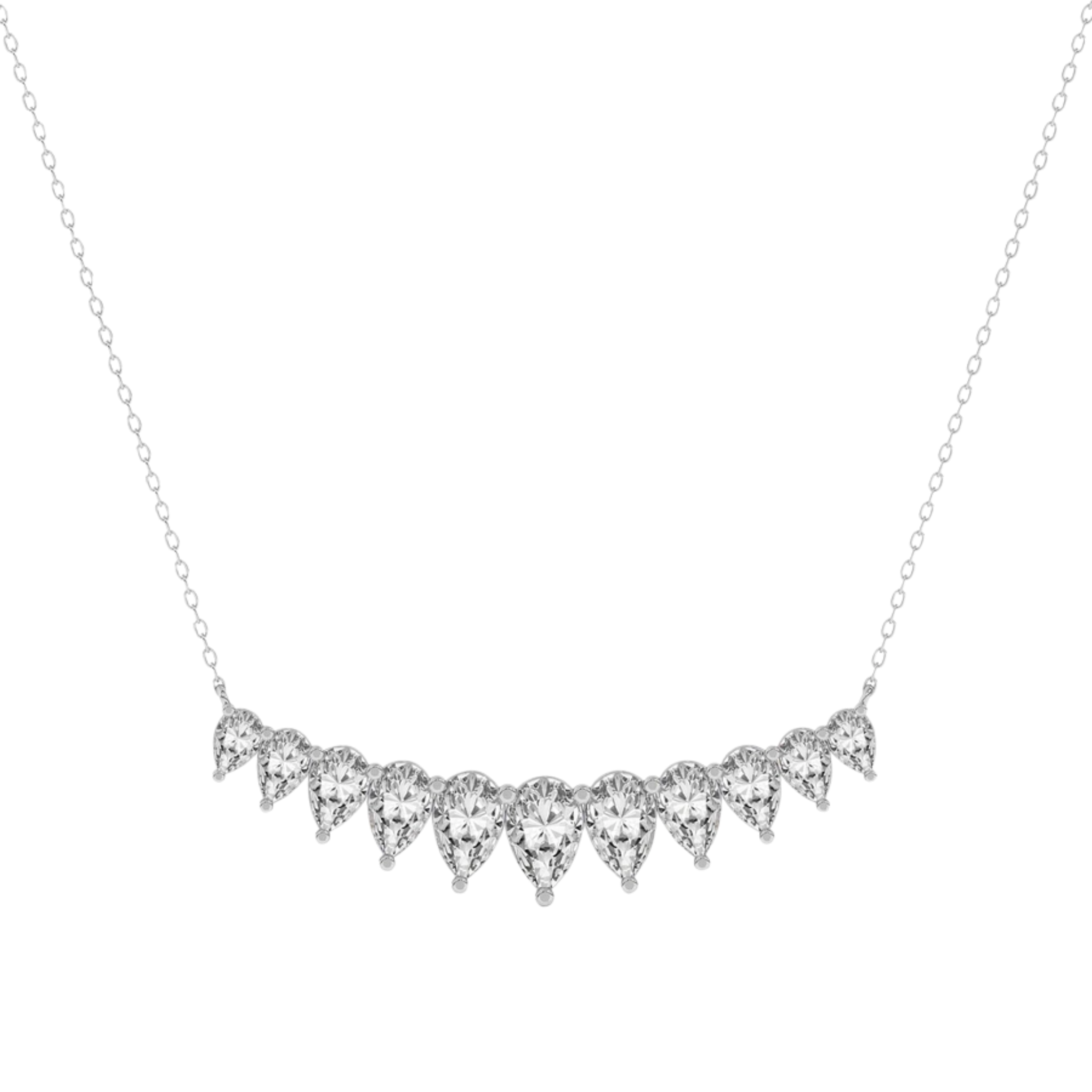 Crescent Graduating Pear Lab Diamond Fashion Necklace
