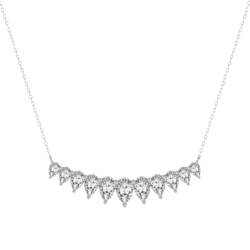 Crescent Graduating Pear Lab Diamond Fashion Necklace
