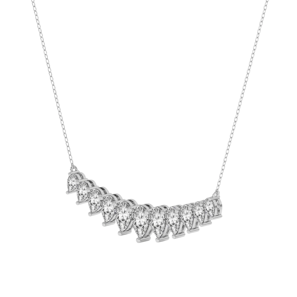 Crescent Graduating Pear Lab Diamond Fashion Necklace