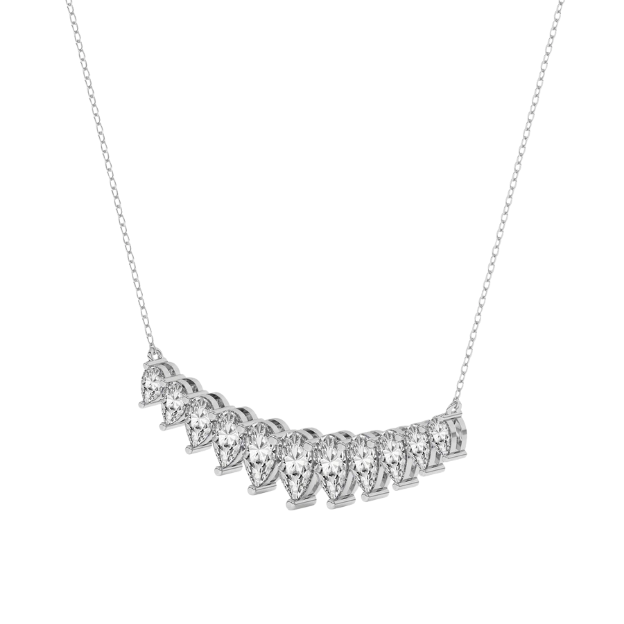 Crescent Graduating Pear Lab Diamond Fashion Necklace