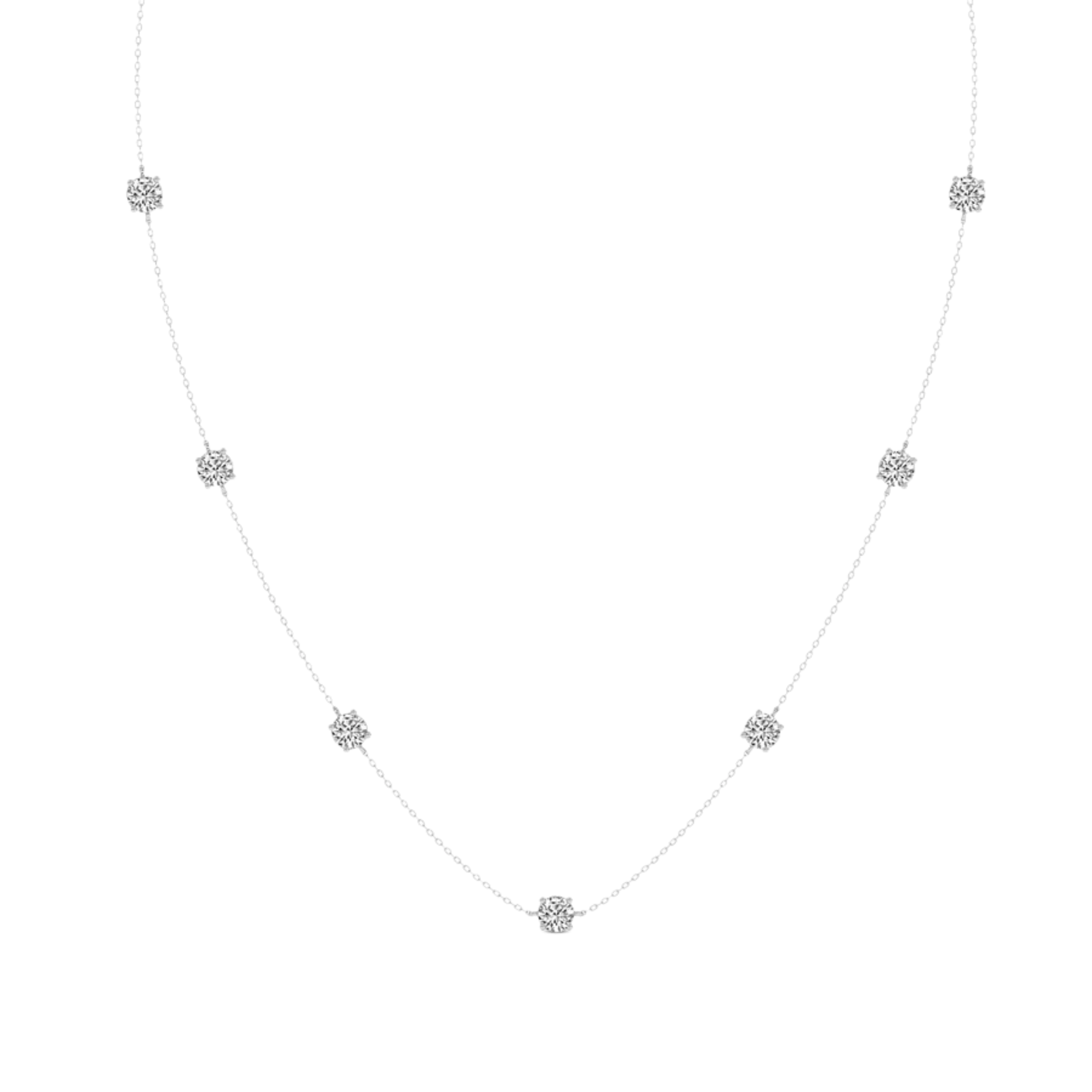 Heartline Glow Round Lab Diamond Station Fashion Necklace