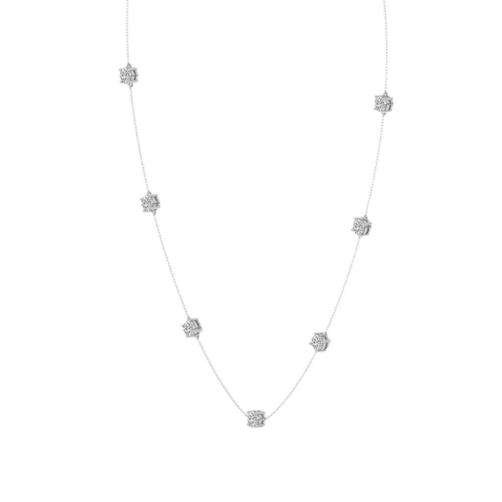 Heartline Glow Round Lab Diamond Station Fashion Necklace