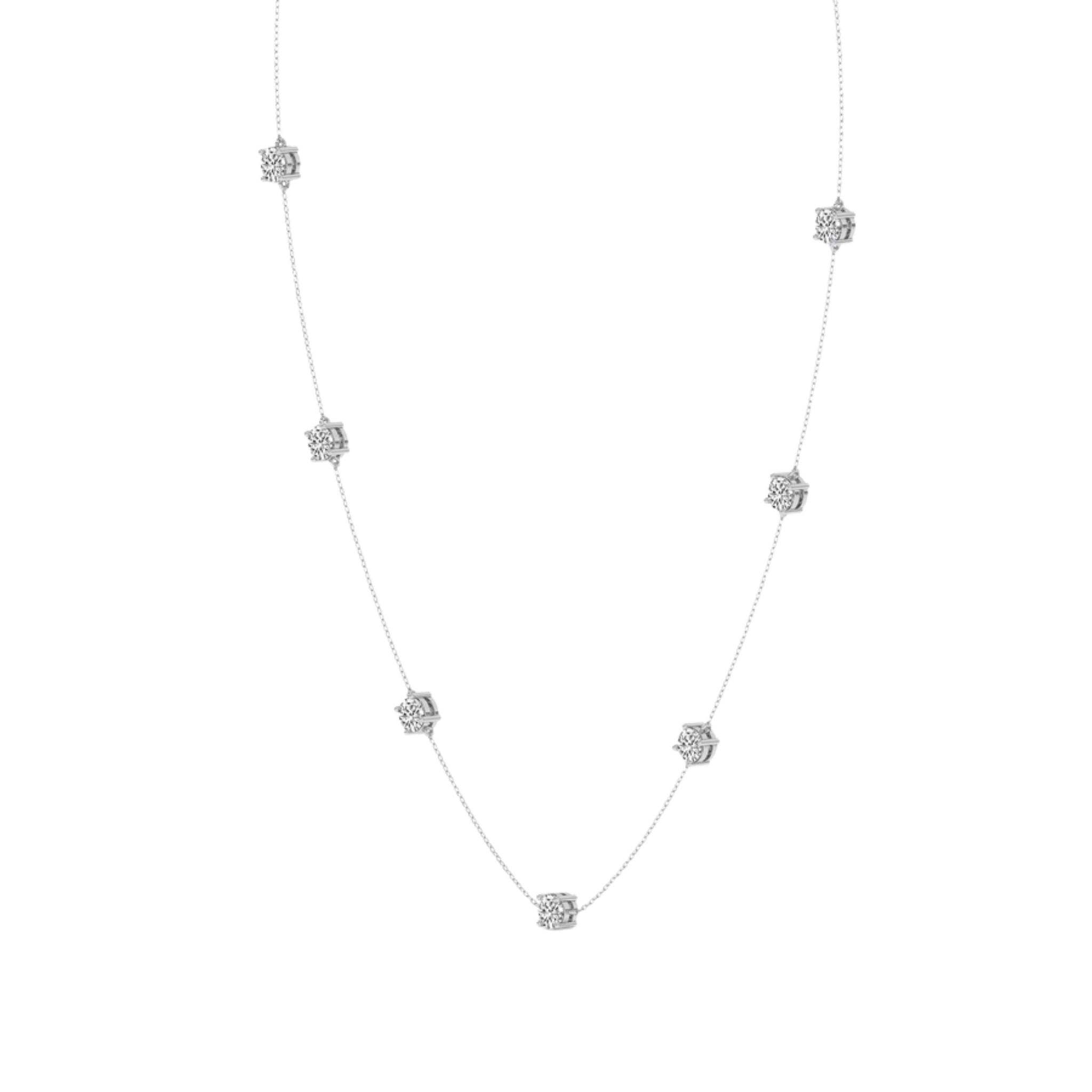 Heartline Glow Round Lab Diamond Station Fashion Necklace