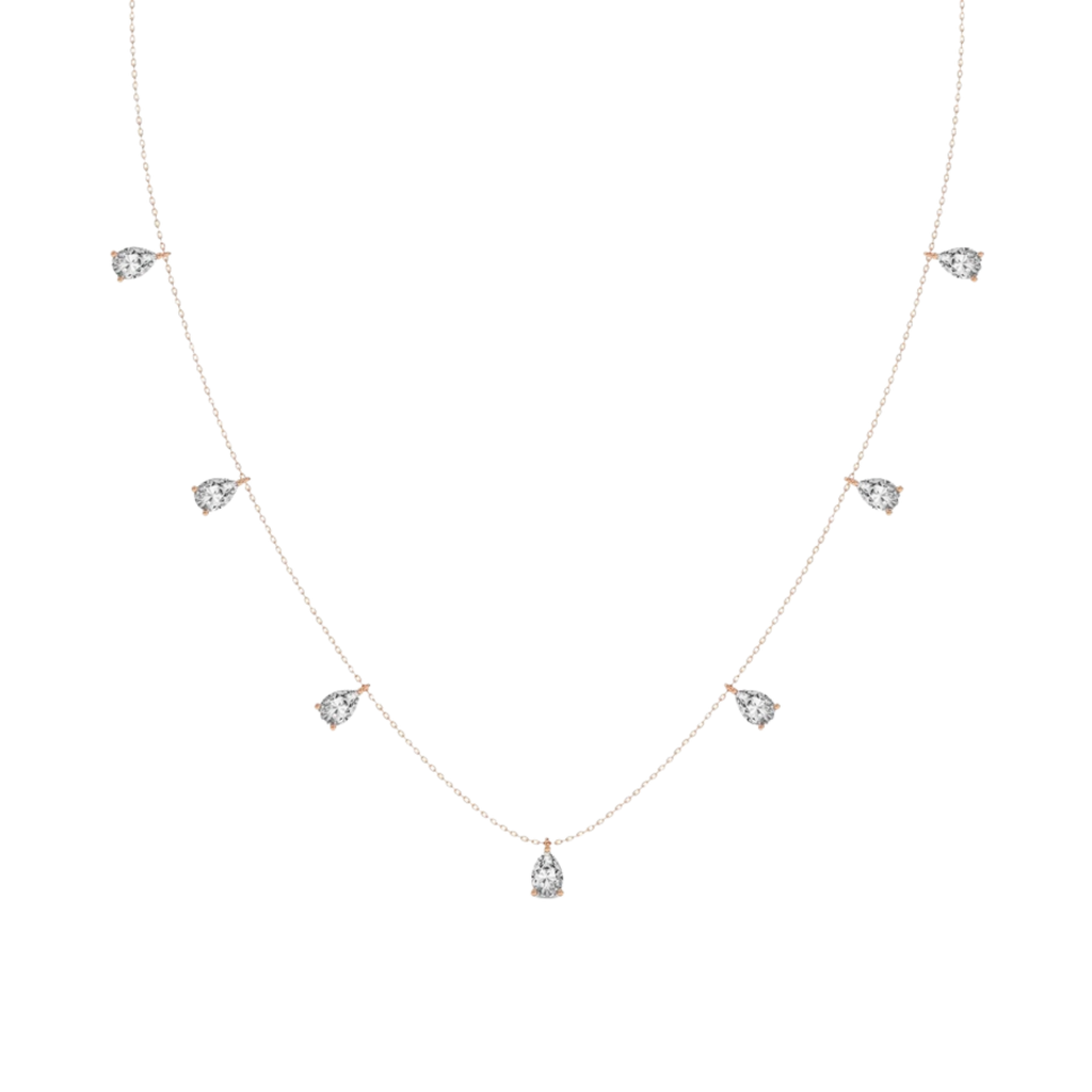 Lace of Love Pear Lab Diamond Station Fashion Necklace