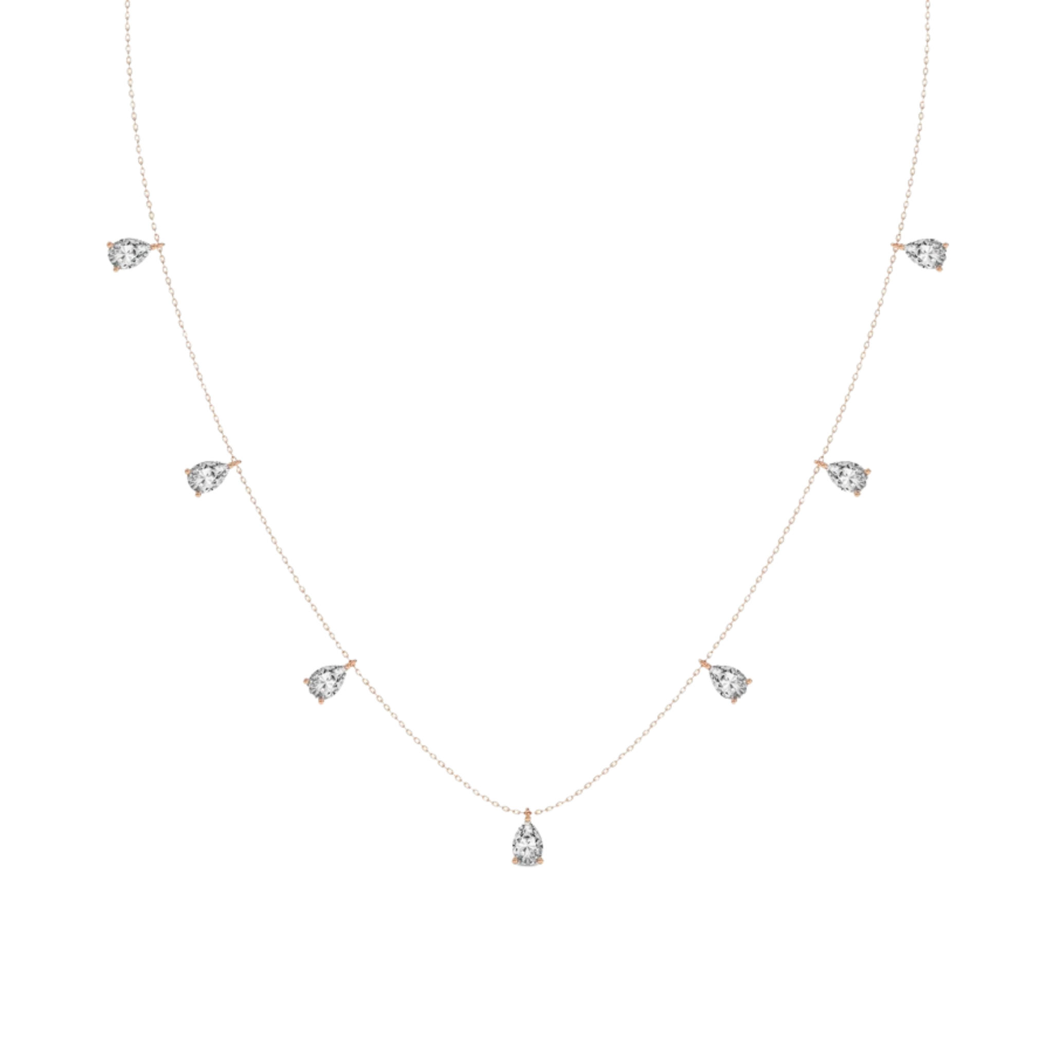 Lace of Love Pear Lab Diamond Station Fashion Necklace
