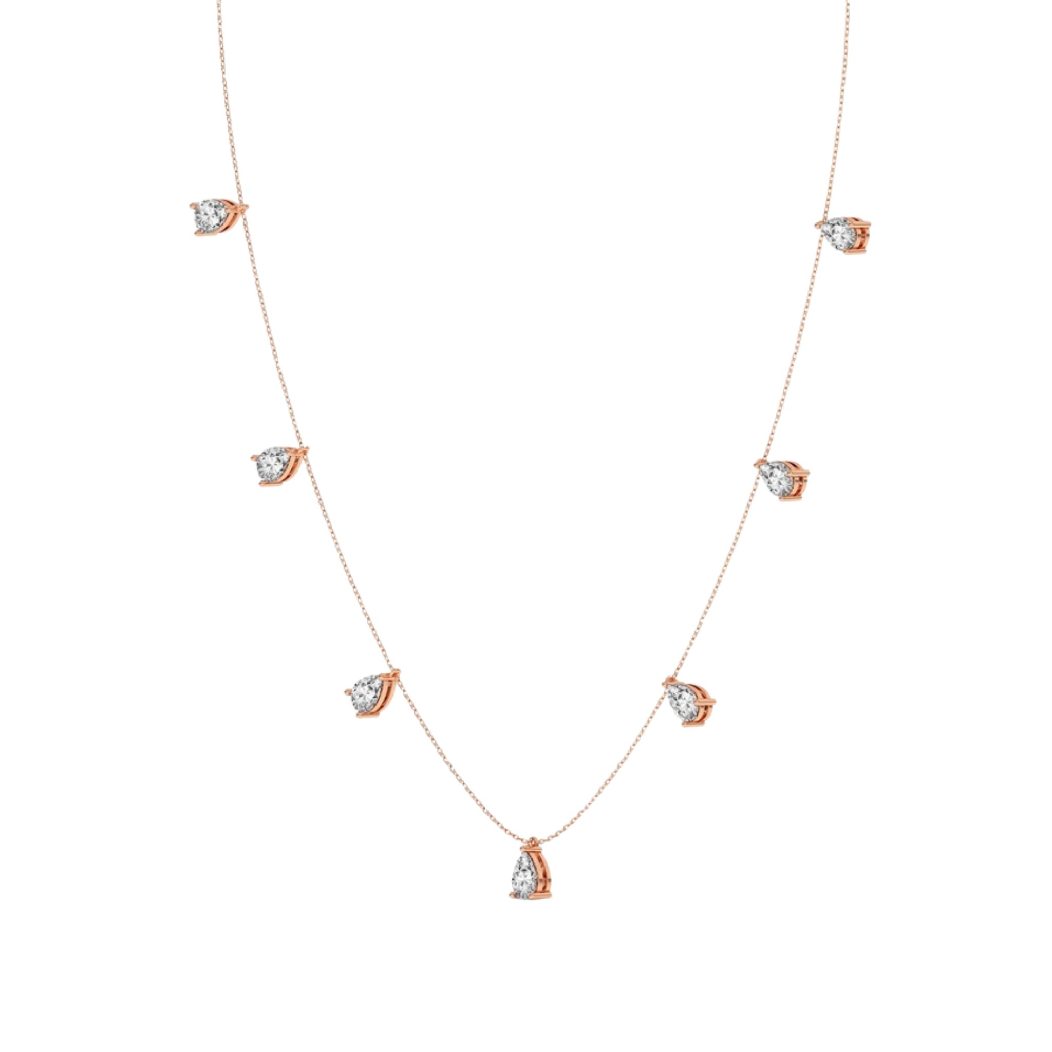 Lace of Love Pear Lab Diamond Station Fashion Necklace