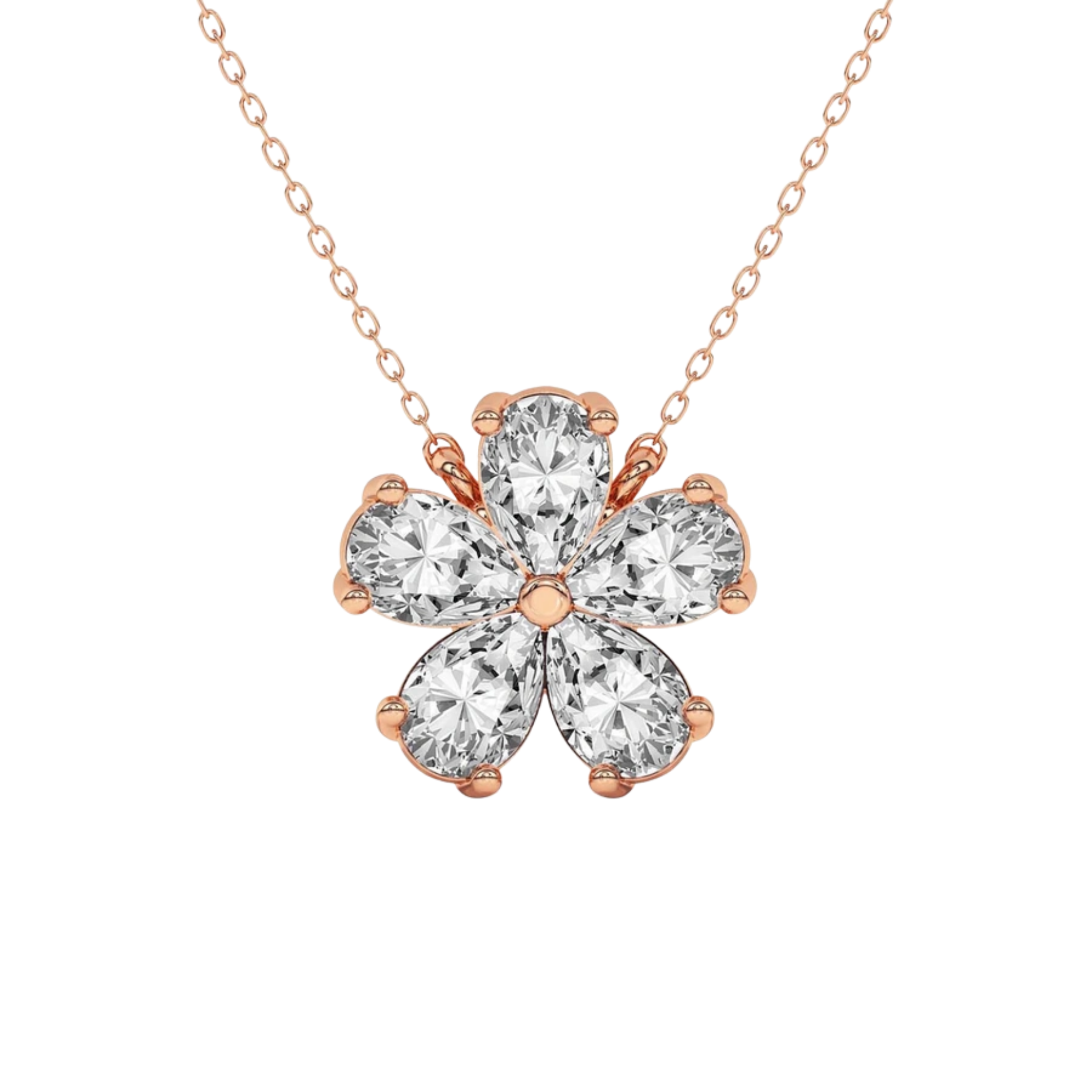 Pear Petal Lab Diamond Fashion Necklace