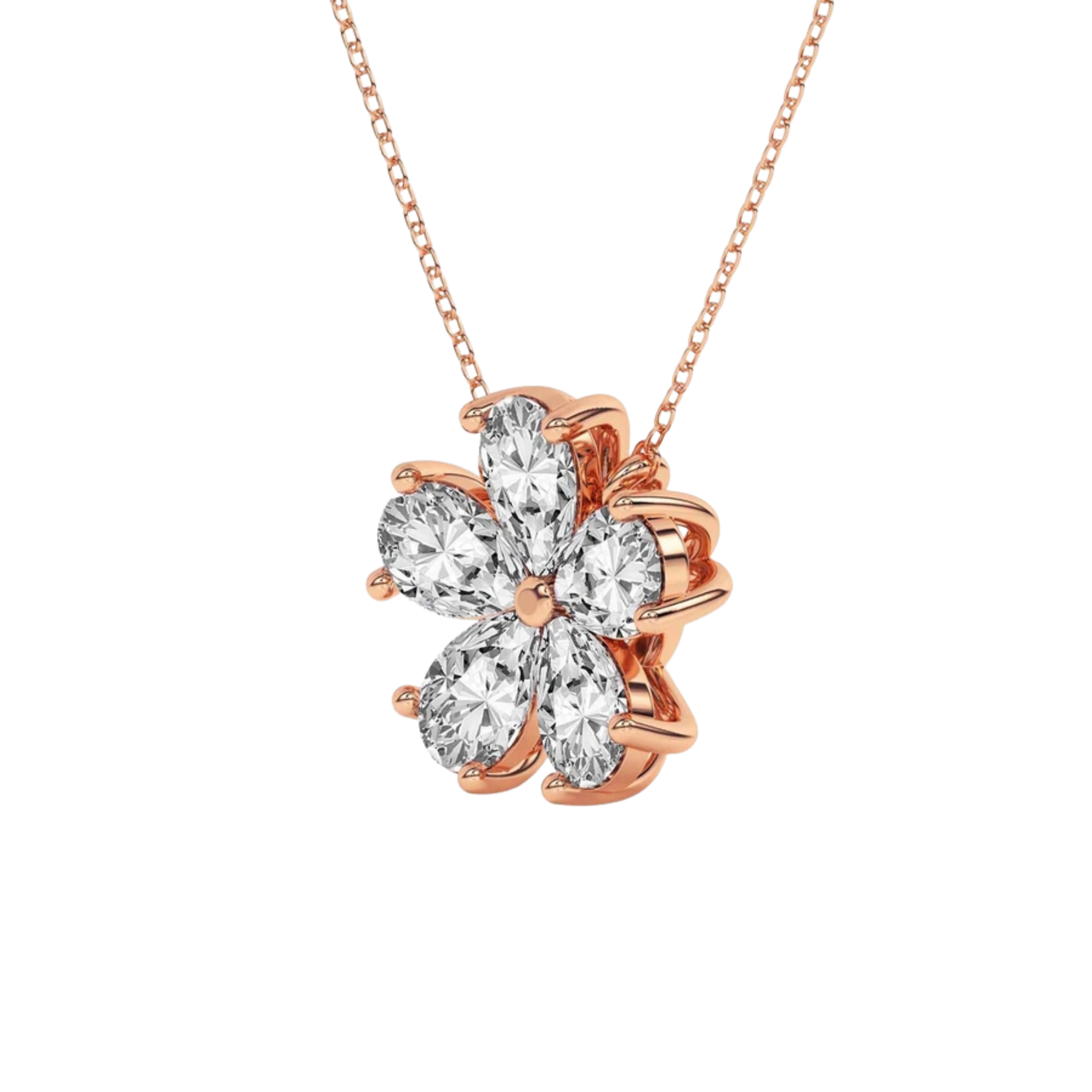 Pear Petal Lab Diamond Fashion Necklace